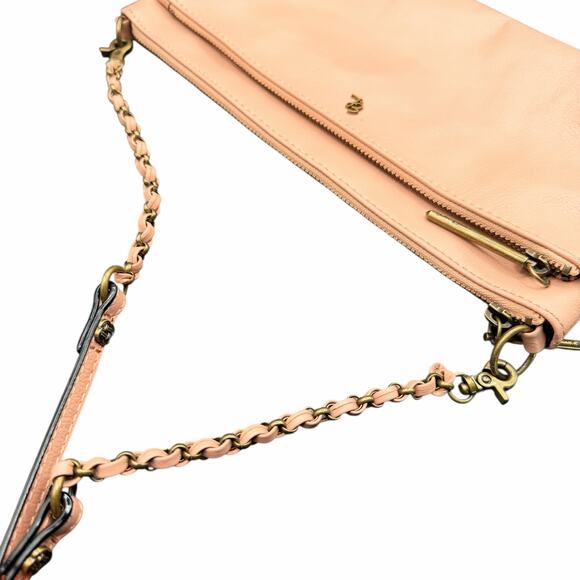 Elliott Lucca Blush Leather Crossbody Bag Chain Strap Zip Pocket - Picture 14 of 14